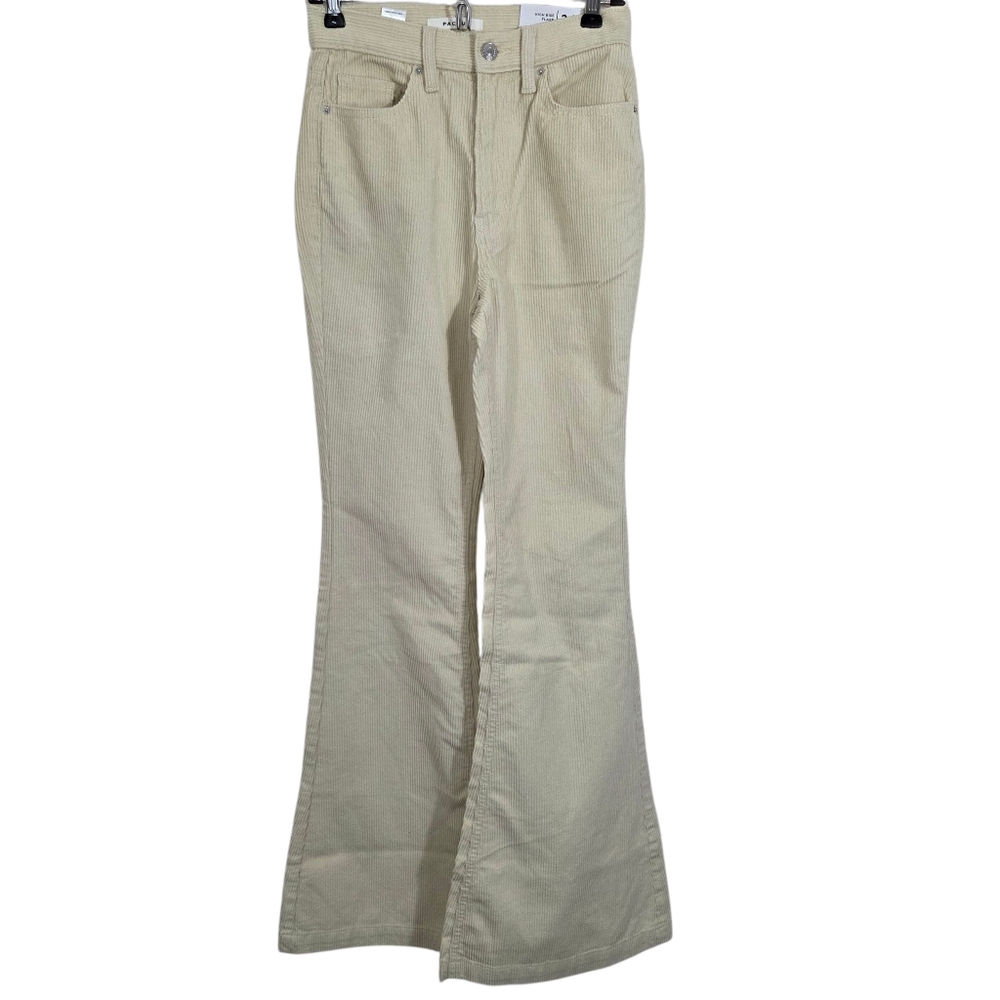 NWT PacSun High Rise Flare Corduroy Pants Cream Size 24 Boho Hippie Retro